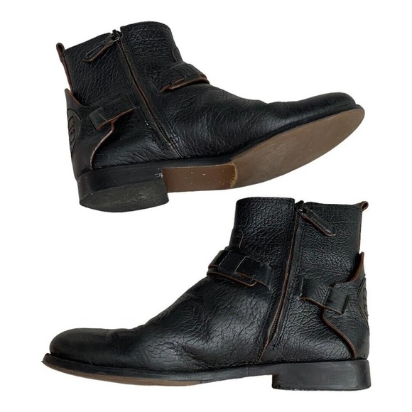 Tory Burch Women's Black Derby Mid Riding Boot Leather Round Toe Zip Closure8.5 - Picture 3 of 16